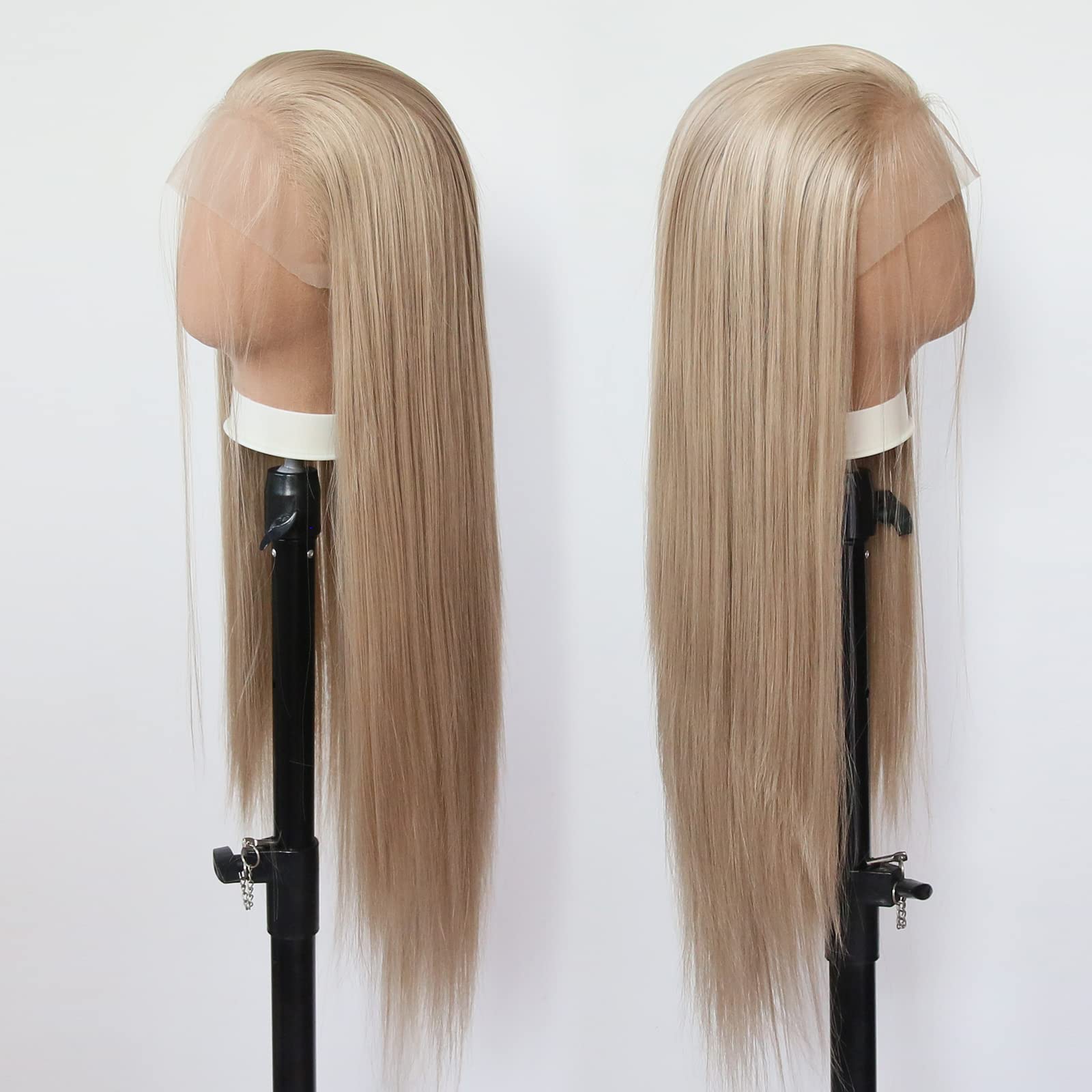 Honigblond, hellbraune Perücke, lang, glatt, Honigbraun, synthetische Lace-Front-Perücke, vorgezupft, natürlicher Haaransatz mit Babyhaar, für schwarze Frauen, handgeknüpft, Cosplay, tägliches