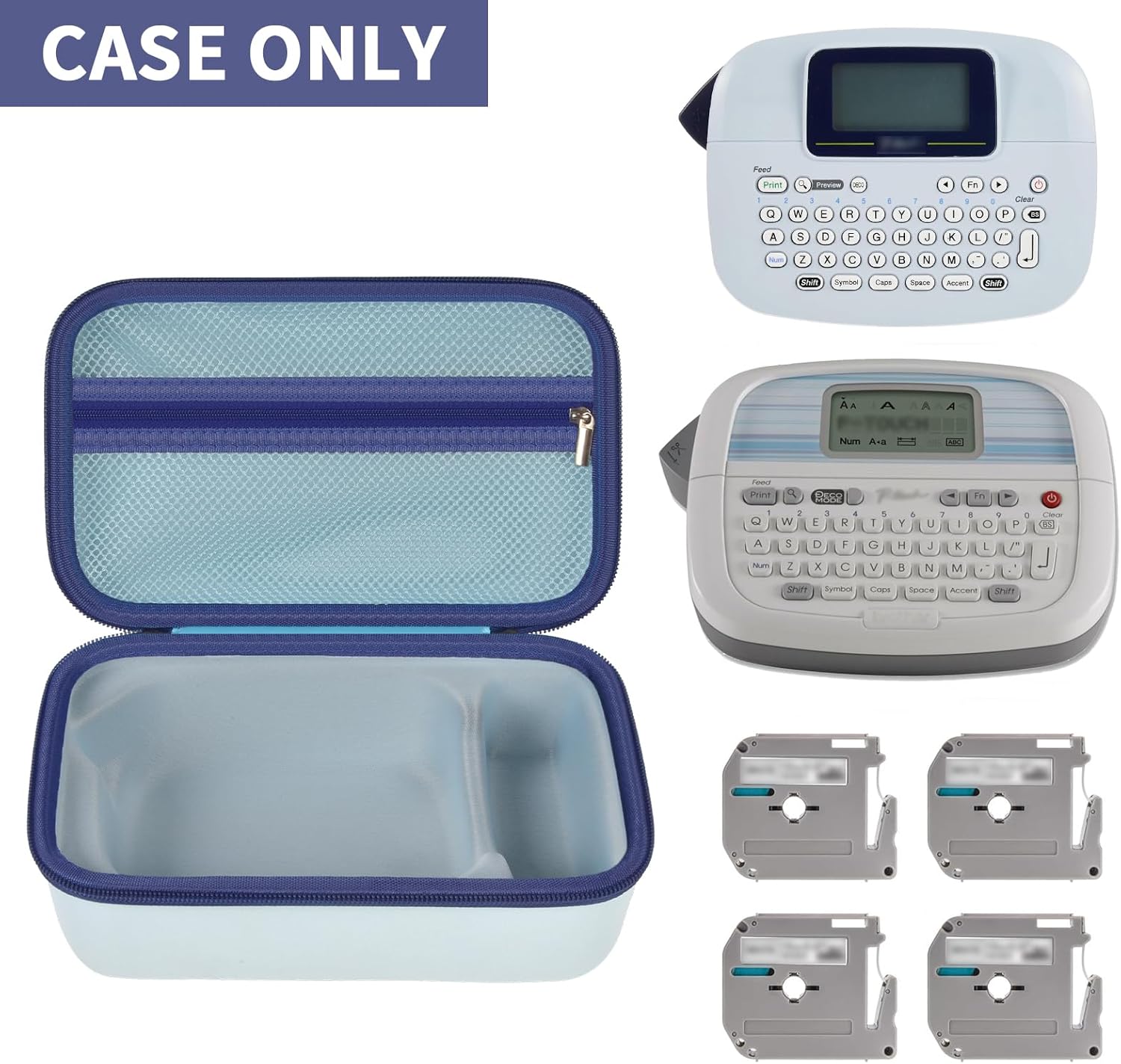 Case Compatible with Brother for P-Touch PTM95/ PT90/ PT45M Handy Label Maker, Storage Holder Carrying Organizer Bag for Label Tapes, AC Adapter, Charging Cables, Batteries, Accessories (Box Only) - Image 2