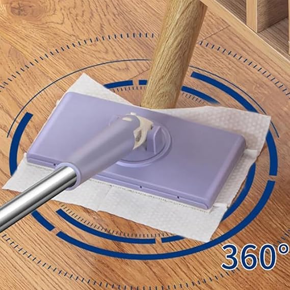Sweeper Mop Auto Clamp, Hands-free Cloth Changing Mops with Reusable Cloths, Lazy Mop for Cleaning Floors, Hands-Free Mops no Need to Wash for Floor Bathroom Kitchen (White, with 5 Reusable Cloths)