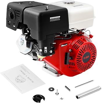 420CC 15Hp Gas Engine, 4-Stroke Horizontal Shaft Gas Powered Engine Gas Lawn Mower Industrial Grade Replacement Gas Motor W/Single Cylinder System for Go-Karts Compressors Lawn Mowers Water Pumps