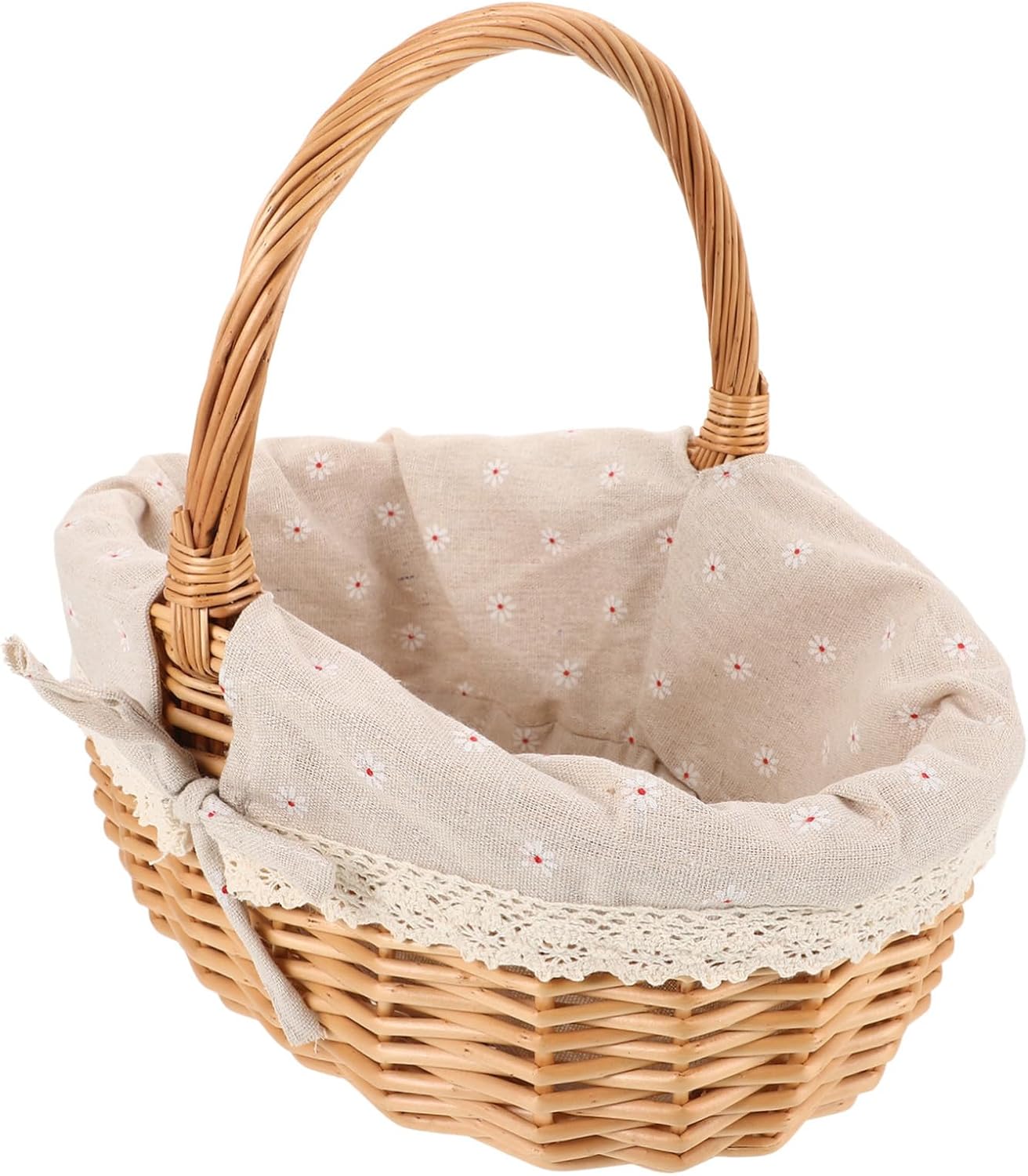 Rustic Woven Picnic Basket with Sturdy Handle for Outdoor Adventures Medium Handcrafted Storage Basket for Fruits Shopping and Everyday Versatile Use