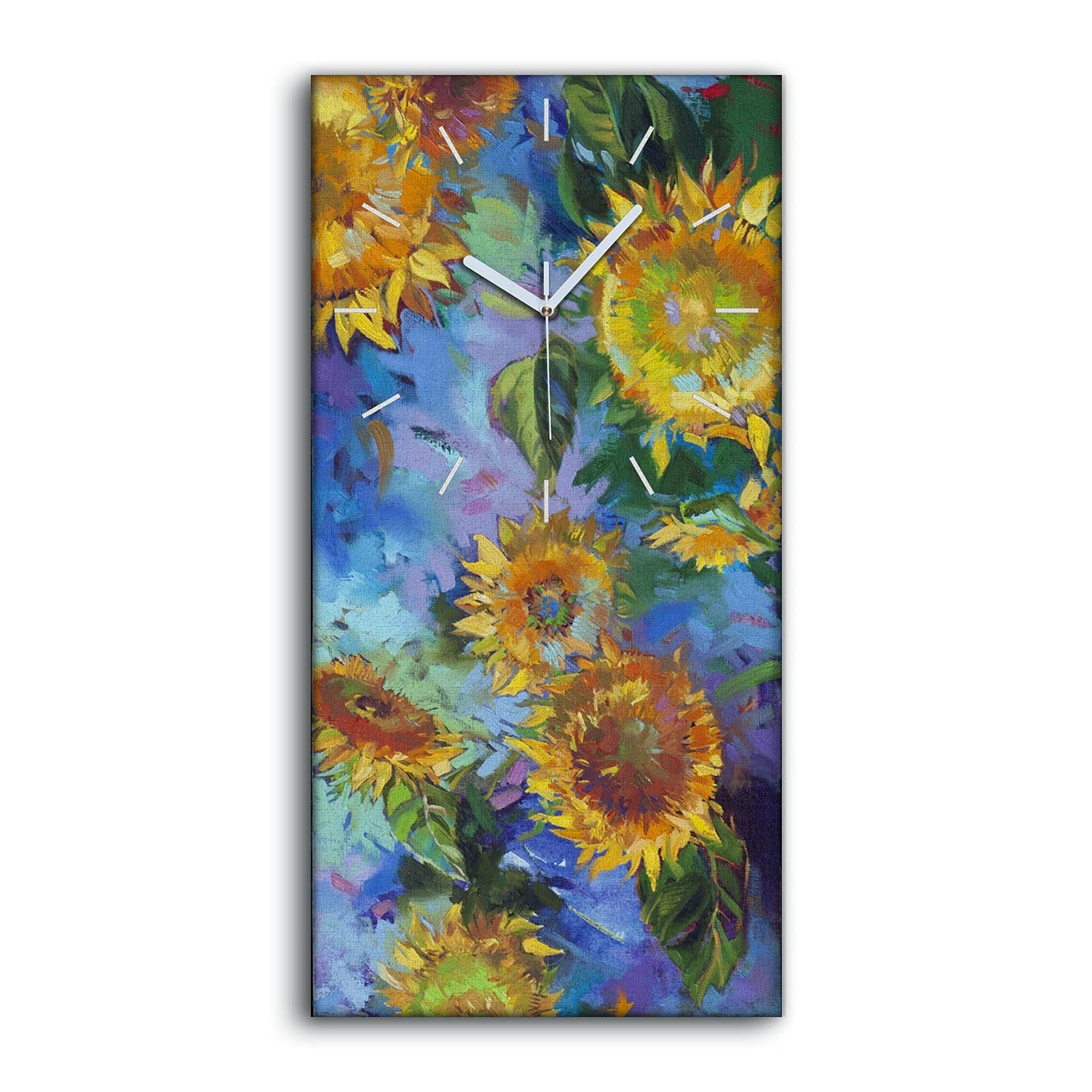 Horloge sur Toile 30x60cm Art de Tournesol Image Cadre Silencieux