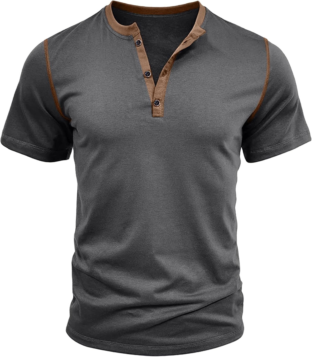 HOTake Men's Henley Shirts Short Sleeve Fitted Cotton Muscle T-Shirt with Button - Image 4