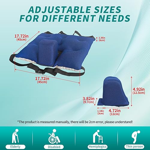 Miniatura 2 de Cojín antideslizante para silla de ruedas con cuña y cinturón de seguridad para mayor comodidad y estabilidad, diseñado para aliviar la presión,