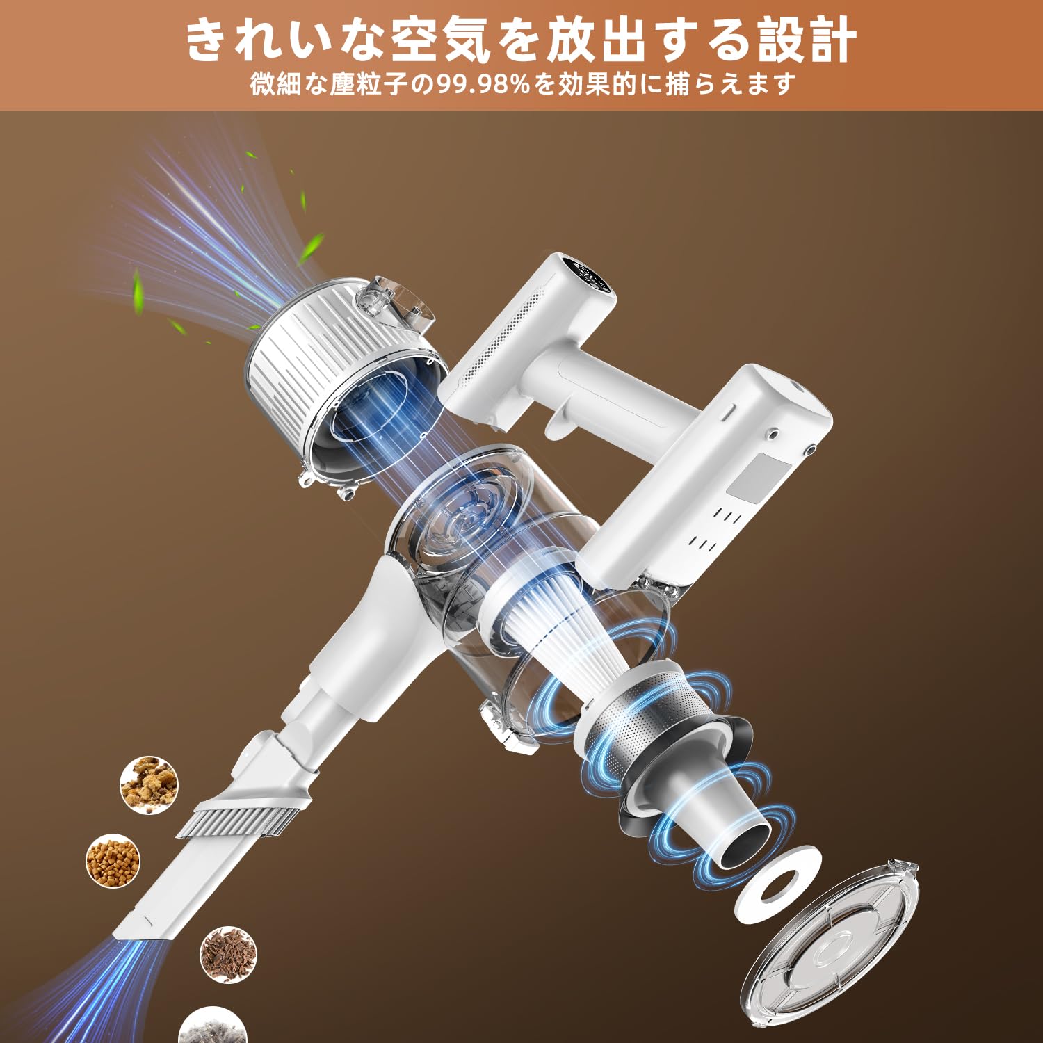 Amazon | 46000pa強力吸引コードレス掃除機、8-in-1多機能スティック