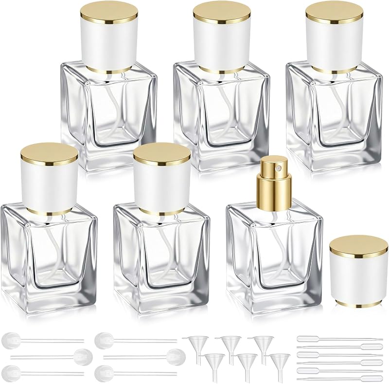 Teenyyou 6 Frascos Quadrados Recarregáveis para Perfume, 30 mL, Brancos