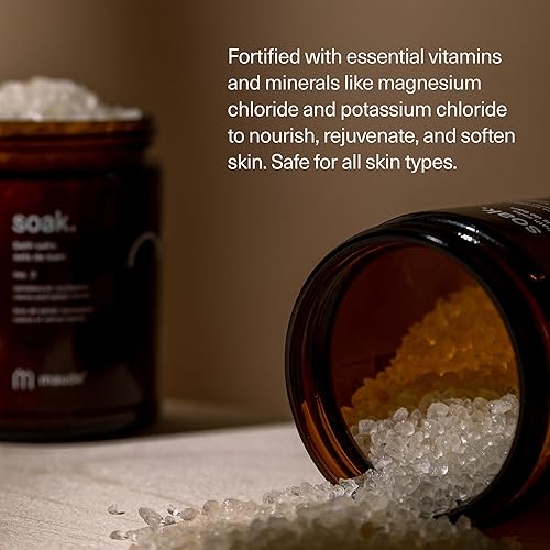 Miniatura 3 de Maude Soak No. 1 - Sales de baño minerales nutritivas - Sal del Mar Muerto cosechada a mano con magnesio y cloruro de potasio - Suaviza y rejuvenece
