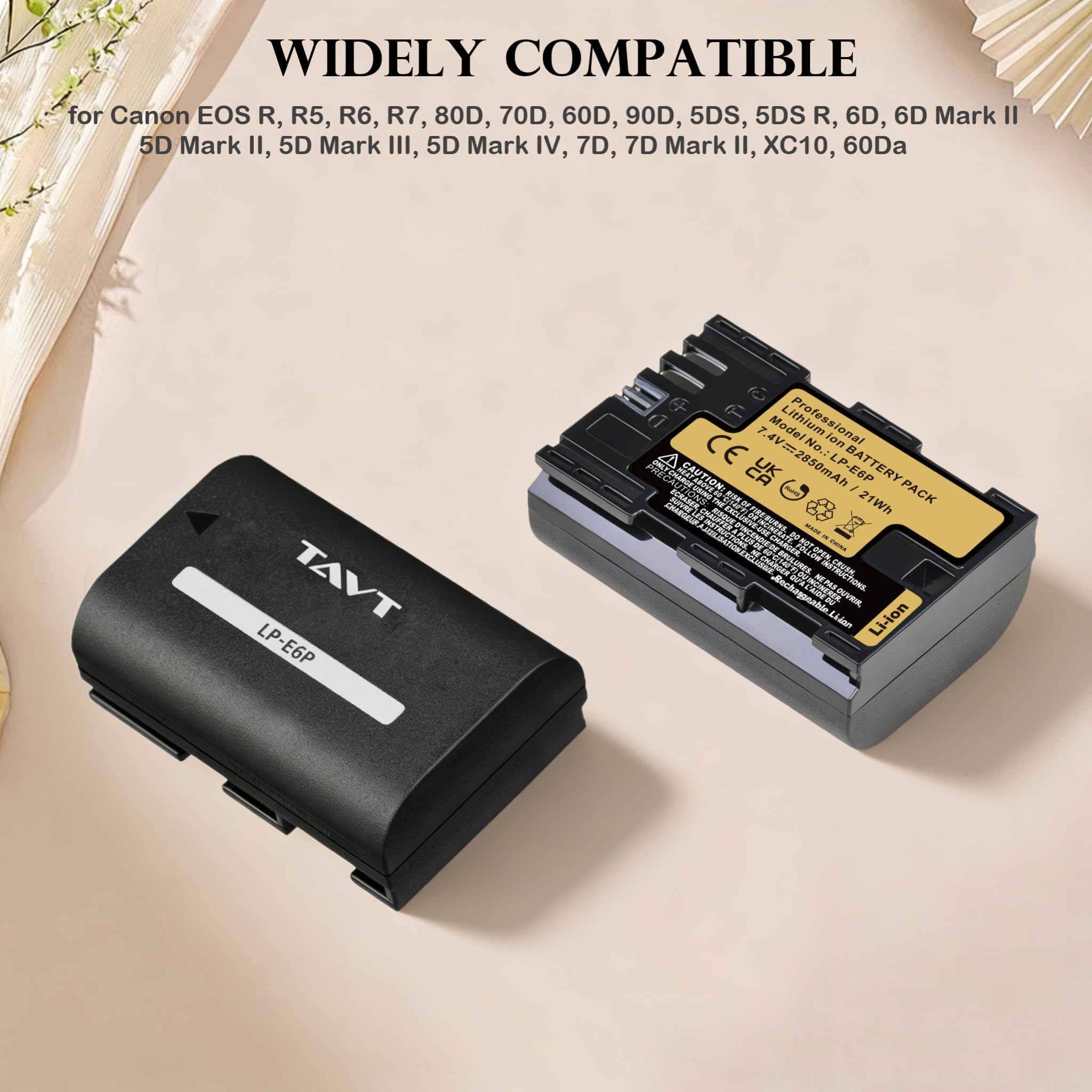 2850 mAh LP-E6P akumulator i ładowarka do Canon EOS R5 Mark II, R6 Mark III, C50, R5C R5 R6 R7 5DS/5DS R, 5D Mark II/III/IV, 6D/6D Mark II, 7D/7D Mark II, 60D 70D 80D XC10 R, LP-E6 LP-E6N LLP-E6NH