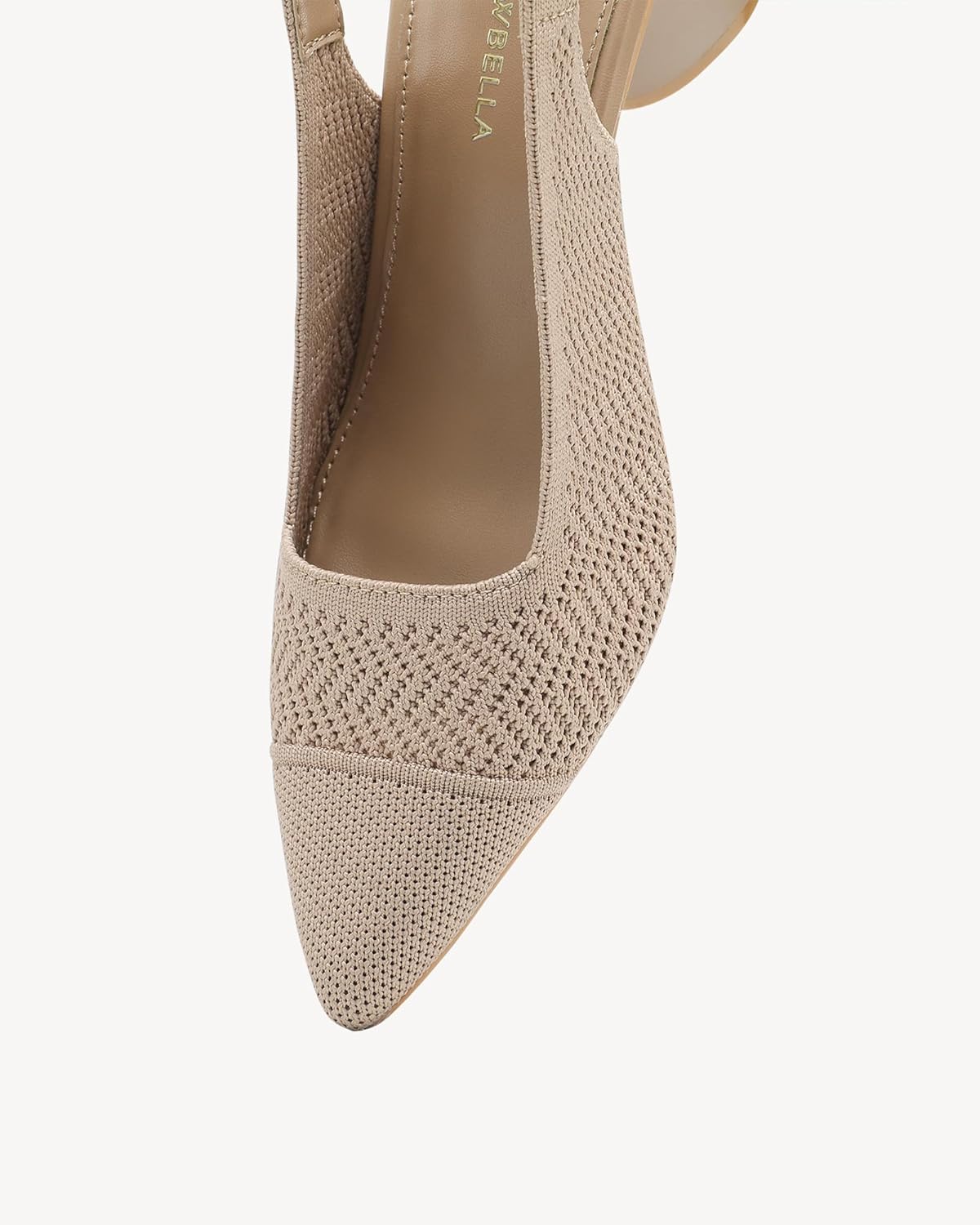 NEWBELLA Women's Knit Ankle Strap Pumps - Pointed Toe Slingback Block Heels, Breathable Office & Party Heels with Chunky Heel for All-Day Comfort - Image 2