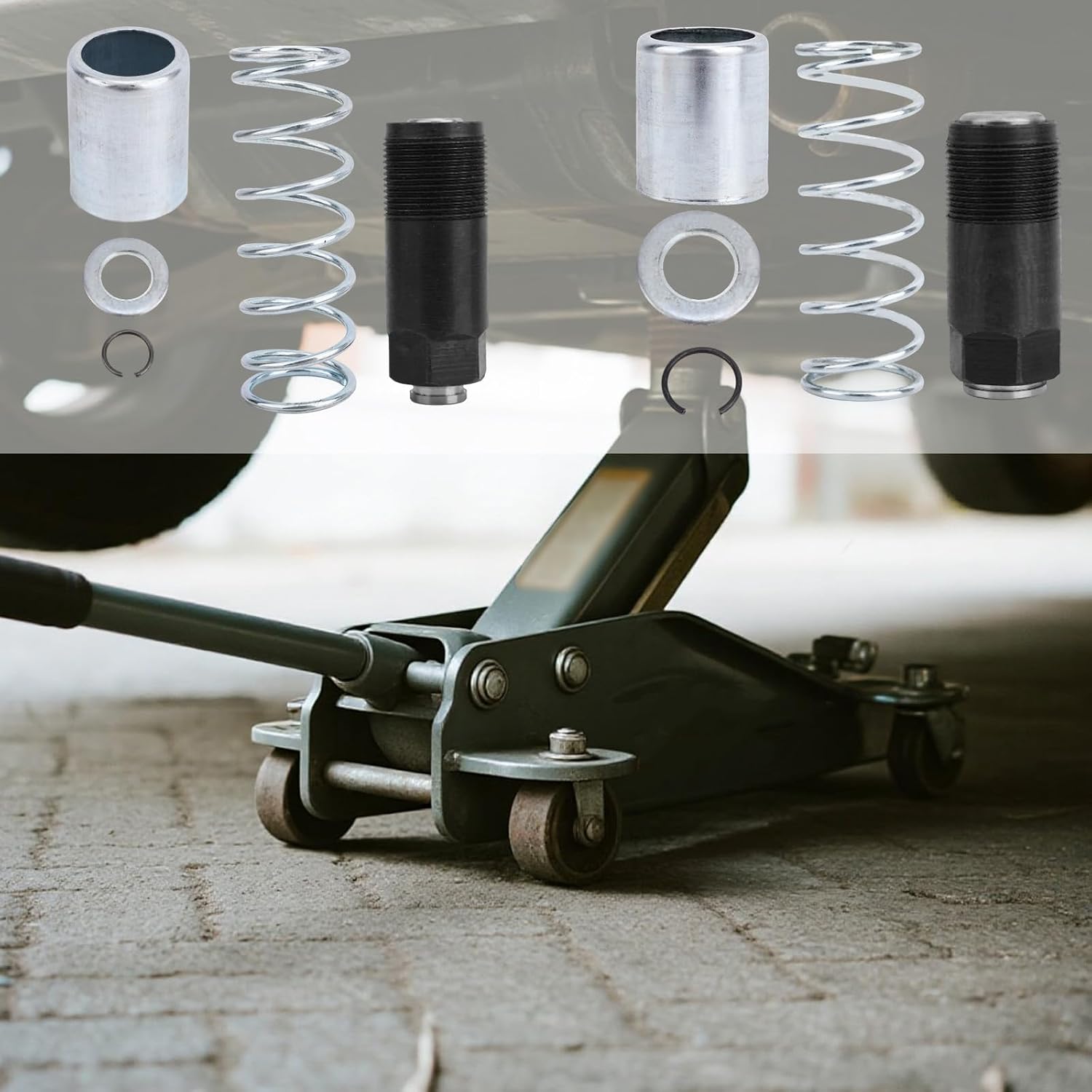 Floor Jack Replacement Parts, Jack Replacement Piston Pump Plunger Kit Carbon Steel Bigger & Smaller Pump Body Spring Repair Kit with Washers & Retaining Ring for 3/4 Ton Hydraulic Systems
