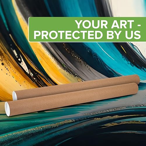 Miniatura 9 de Tubos de correo de papel kraft reforzado de 3 x 36 pulgadas, paquete de 8 tubos con 2 tapas cada uno, tubo de cartón fabricado en Estados Unidos