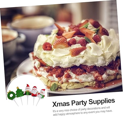 Miniatura 4 de EXCEART 15 Pcs Cake Decorating Add-ins New Year Xmas Garden Flower Stake Christmas Cake Decoration Christmas Cake Ornament Santa Christmas Decor