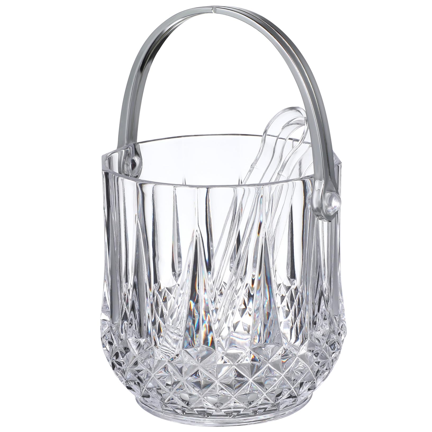 Seau à glace et pince lot de 2 en plastique transparent de grande capacité
