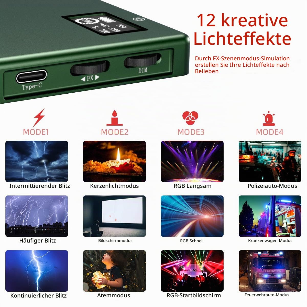 LED Videoleuchte RGB, LED Videolicht Aluminium USB Wiederaufladbarem LED Video Licht mit 4400 mAh Akku 2500K-8500K Dimmbare RGB Licht Fotografie für DSLR Kamera YouTube Videofotografie,CRI97+