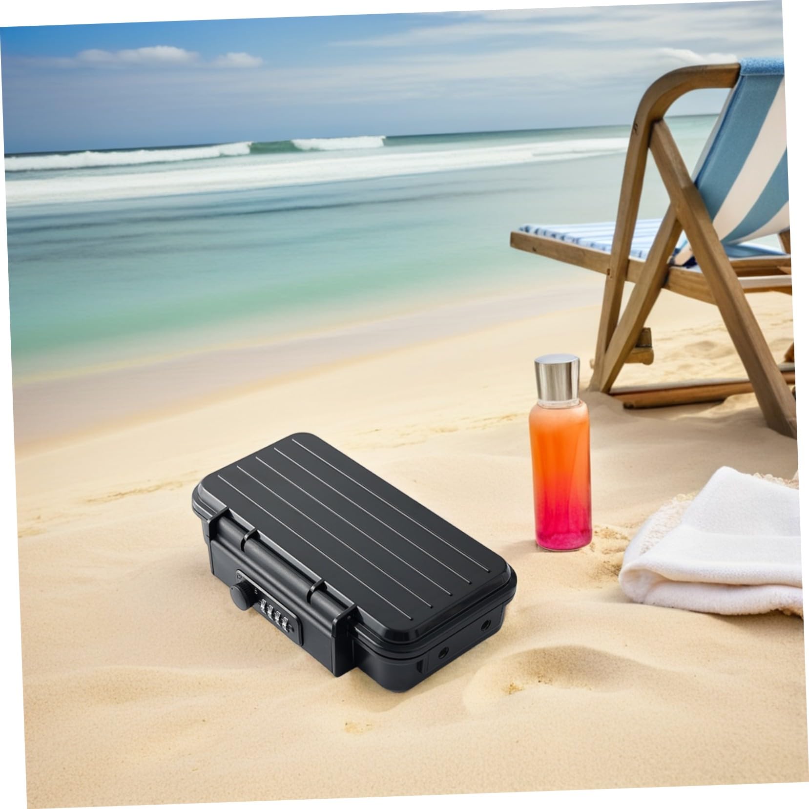 Coffre-fort Portable Noir pour Voyages et Plage Câble Acier Détachable
