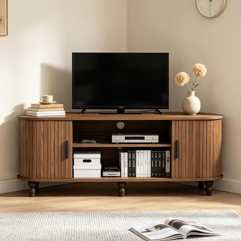 45" Corner TV Stand for TVs up to 55 Inch, TV Media Console with Storage