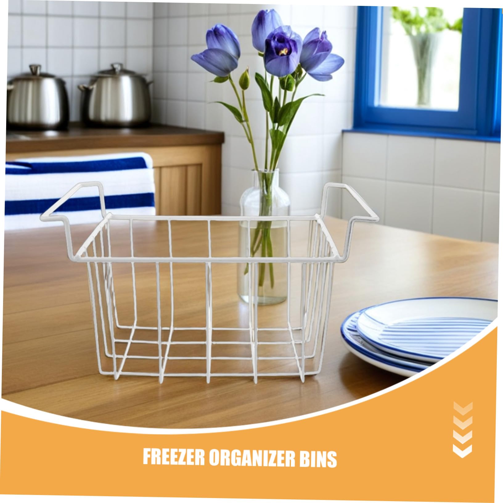 Homoyoyo 2piezas Cestas De Almacenamiento Refrigeradas Para Congelador Horizontal Organizadores De Asas Laterales Colgantes Para Congelador Profundo