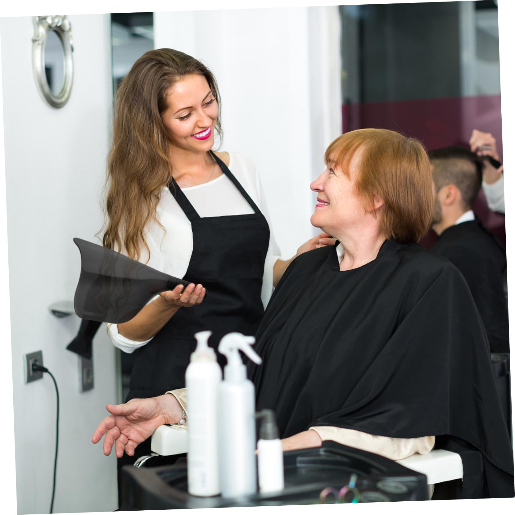 Bouclier Protection Coiffure Facial Plastique Noir Poignée de Réutilisable pour Visage et Yeux Lors de Coloration et Coupe de Cheveux en Salon