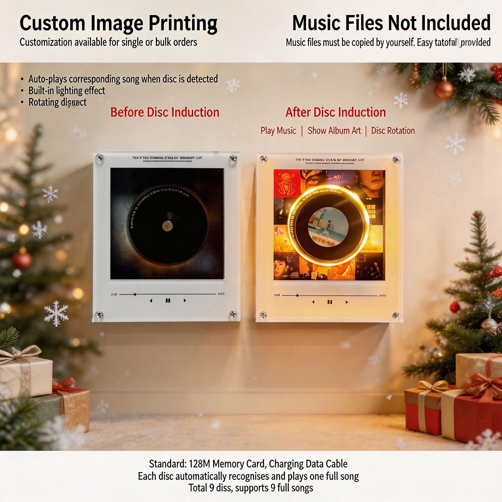 Personalisierter Kühlschrankmagnet mit Vinyl-Player für Weihnachten