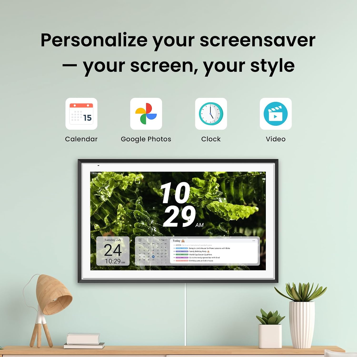 Apolosign 21.5-inch Digital Calendar : Dual Mode Smart Wall Planner, No Subscription, Install Apps, Sync Calendars, Electronic Touchscreen Interactive Display for Family Schedules, Chore Chart (Black)