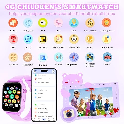 Miniatura 3 de MOKAST Reloj inteligente para niños y niñas, reloj para niños de 4 a 12 años, relojes con pantalla táctil con 15 juegos, cámara de video,