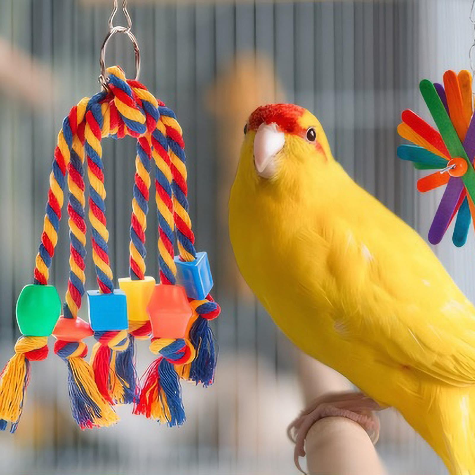 Vogelkauspielzeug | 5 Stück/Set Kauspielzeug für Sittiche | Kauspielzeug für Sittiche mit Baumwollse, Rattanball, buntes Käfigzubehör aus geschreddertem Papier für Sittiche, Wellensitti