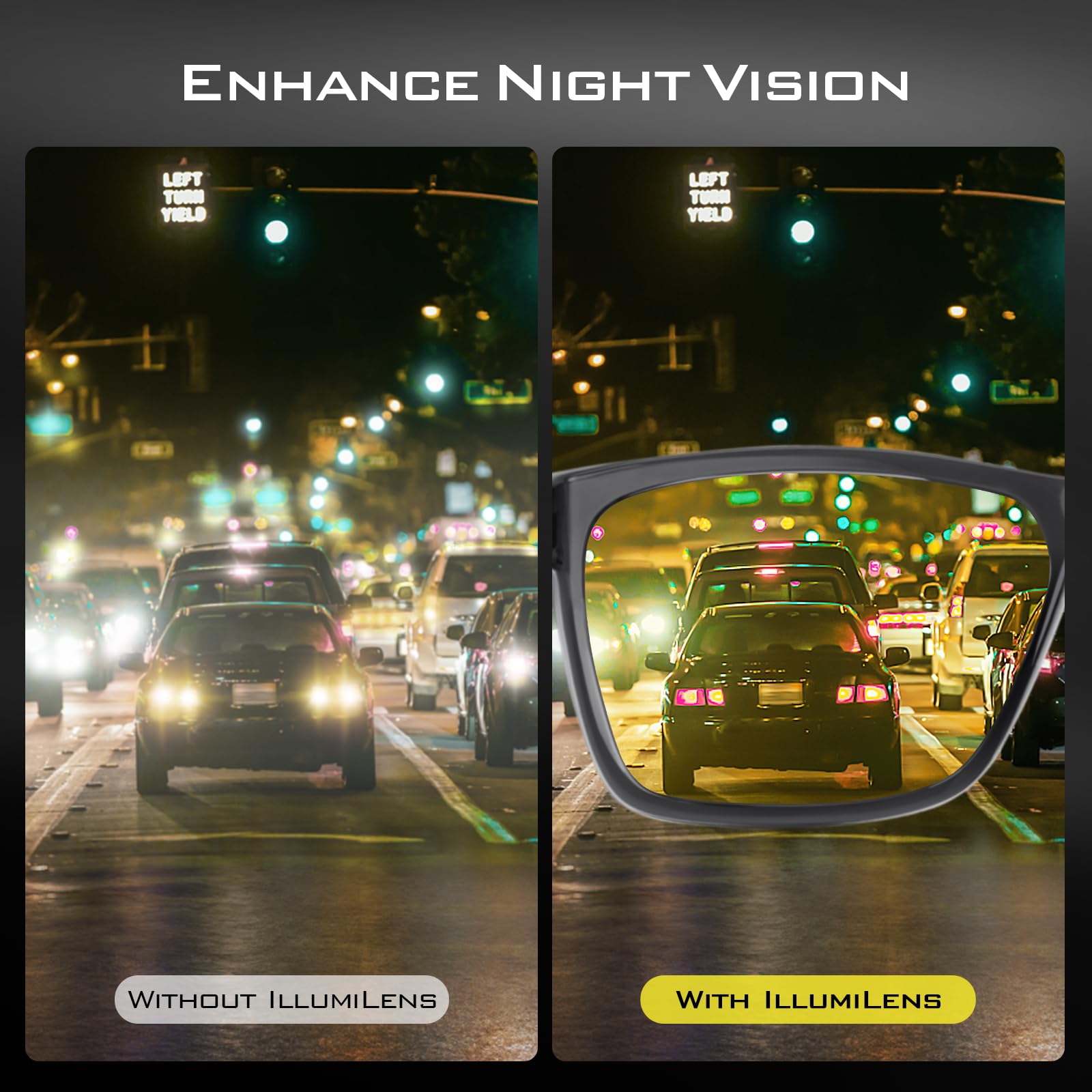 KastKing IllumiLens - Lentes de visión nocturna, polarizados, para conducción nocturna, para hombres y mujeres, reducen el deslumbramiento y mejoran la visión