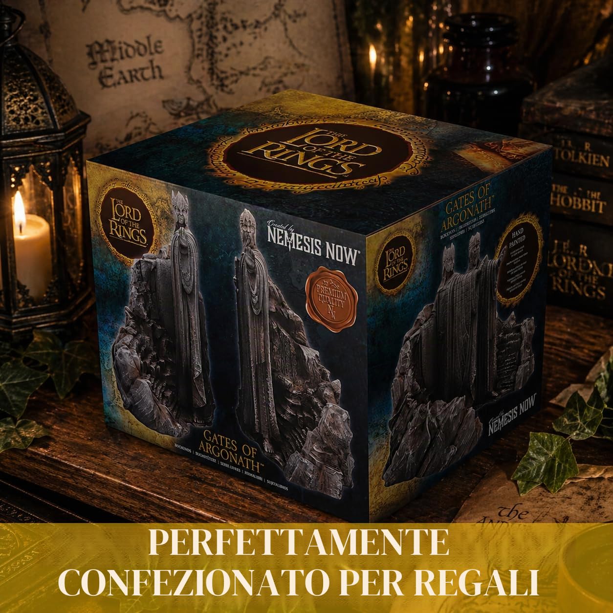 Nemesis Now Lord of the Rings - Fermalibri Gates of Argonath, in resina, grigio, con licenza ufficiale, Il Signore degli Anelli, pezzo espositivo del Signore degli Anelli, realizzato in resina di alta