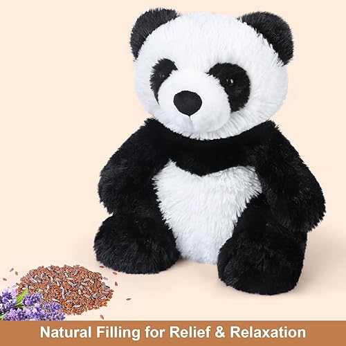 Miniatura 3 de Peluches de panda cálidos, almohadillas térmicas para microondas para calambres, ansiedad y alivio del estrés, peluches de panda con aroma a