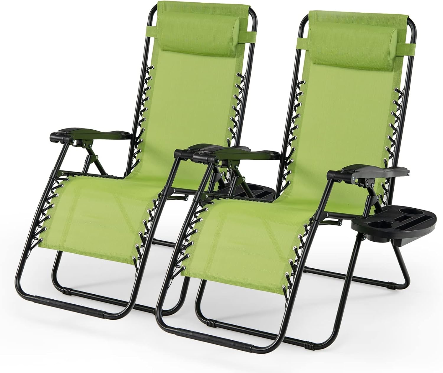 HAPPYGRILL Outdoor Zero Gravity Chairs Set of 2, Relaxing Lounge Patio Folding Recliner with Cup Holder for Backyard Beach Poolside