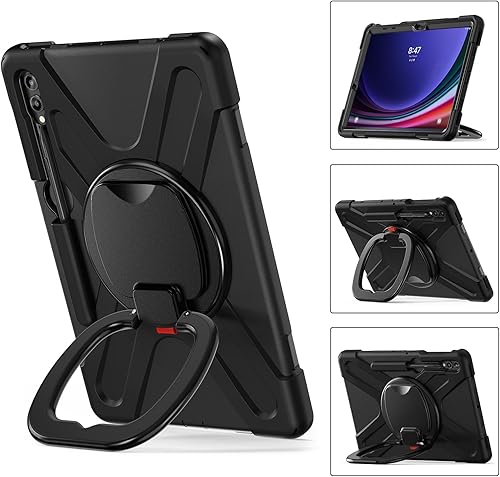 Miniatura 2 de Funda de rotación 360 para Samsung Galaxy Tab S9+ de 12.4 pulgadas 2023S8+ S7+S7 Fe, con correa para el hombro, soporte para bolígrafo S, soporte