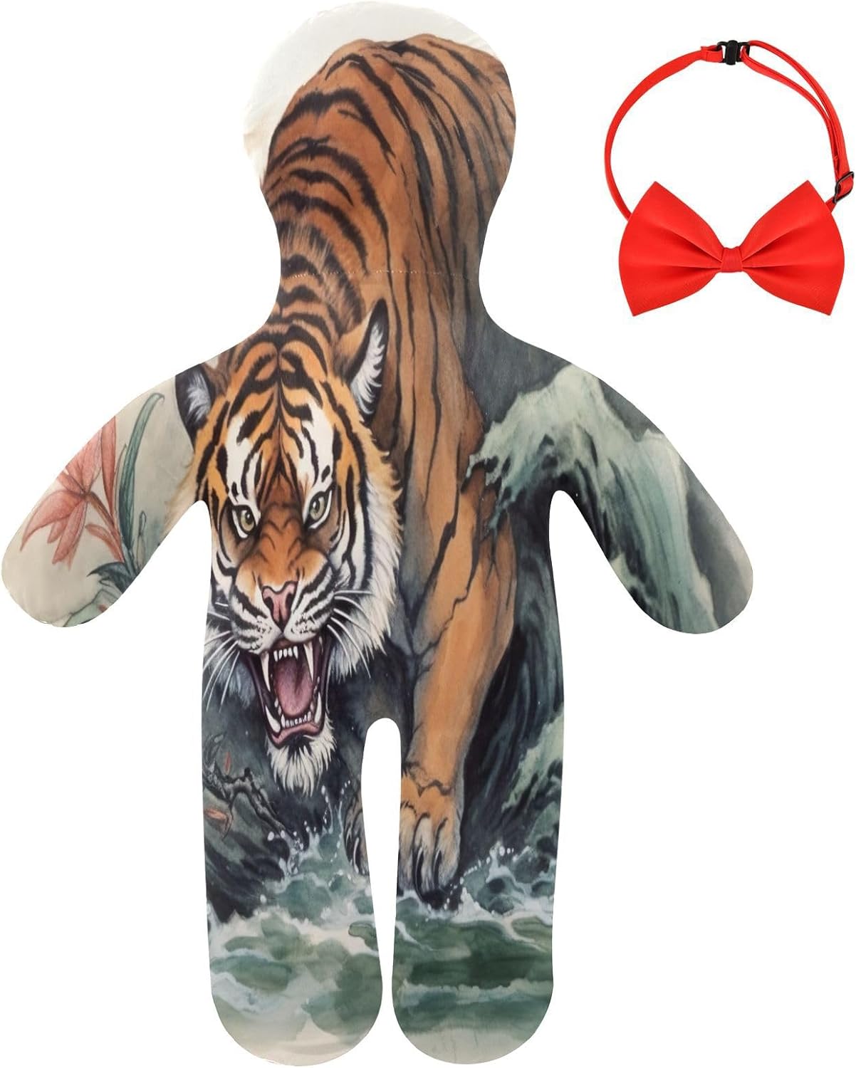 Tigers and Waves Human-Shaped Pillow Soft Body Pillows Washable Velvet Pillows for Anxiety Relief Sleeping Cuddling & Support