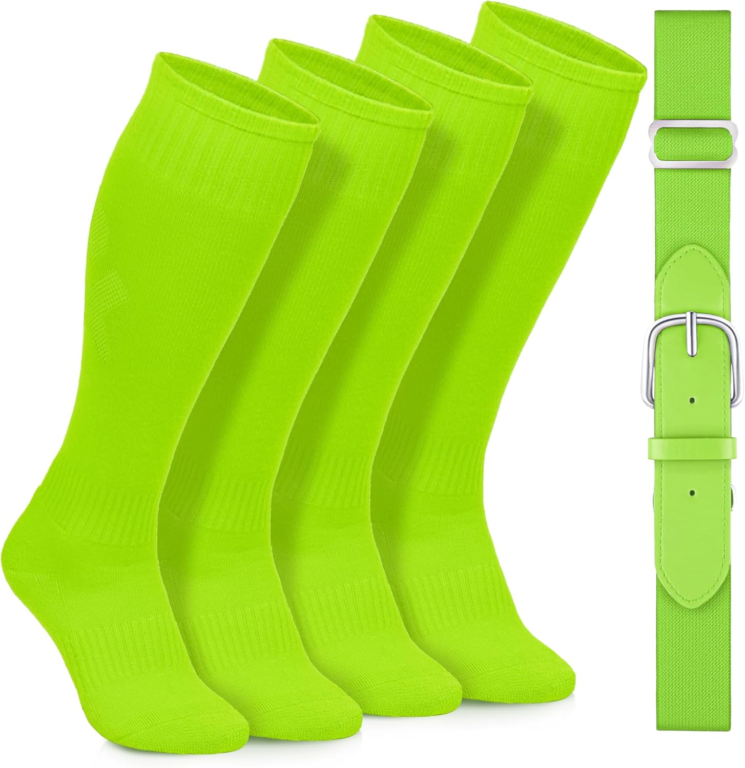 2 Pairs Baseball Socks and Belt Cotton Adjustable Youth Baseball Softball Socks Belt for Boys Girls