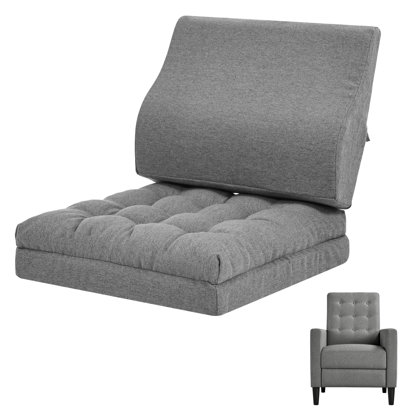 GOFORIT Sitzkissen mit Rückenkissen Set, Sitzerhöhung für Ältere, Zweilagiges Memory-Schaum Stuhlkissen, Ergonomisch Lendenwirbelkissen für Sessel, Sofa, Liegestuhl, Groß, rutschfest, Grau