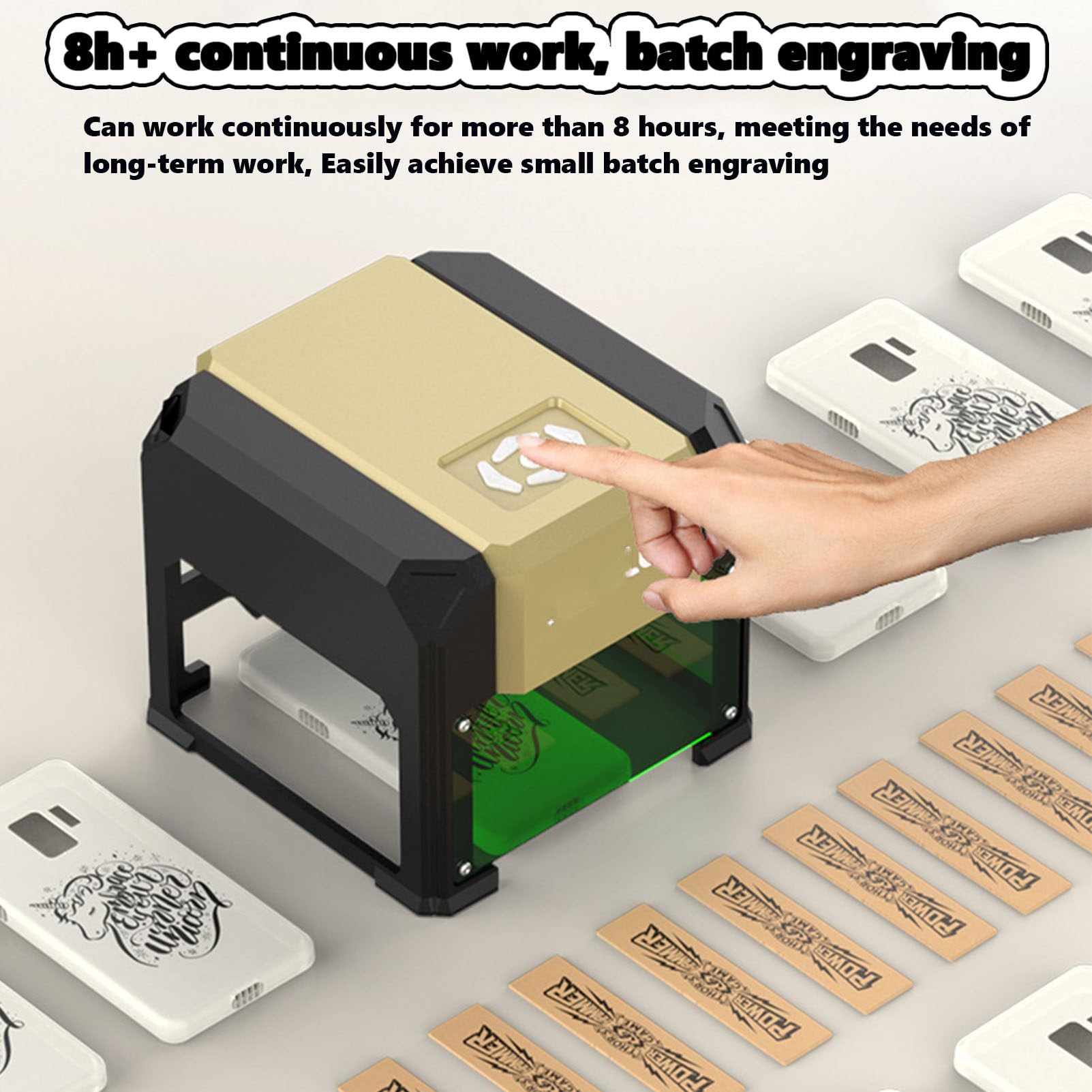 Macchina per incisione portatile, incisore laser da tavolo Controllo Windows o APP Facile configurazione per principianti per plastica/ceramica/vetro/cibo/legno vinile pelle vetro/arte fai da te