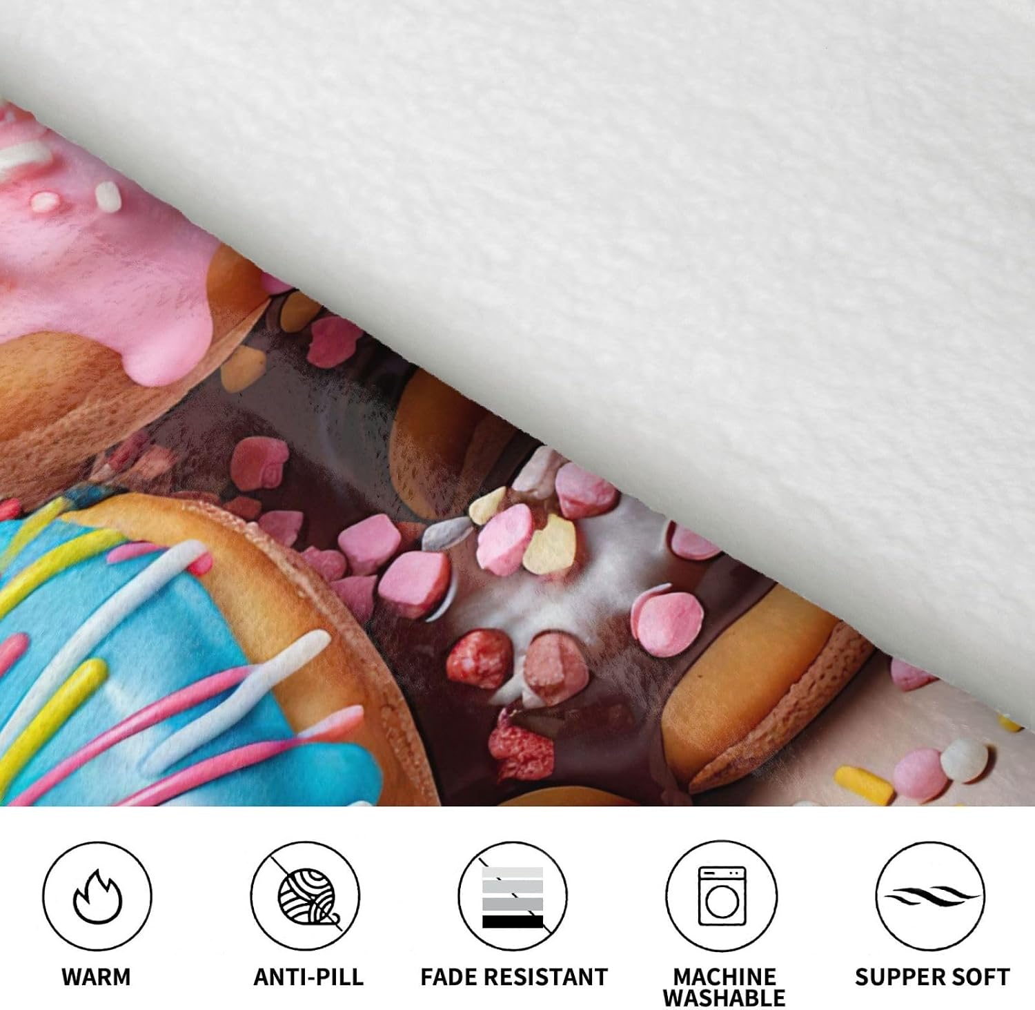 Donuts Print Oversized Blanket Hoodie, Wearable Blanket Hooded,Hooded Pullover With Pocket