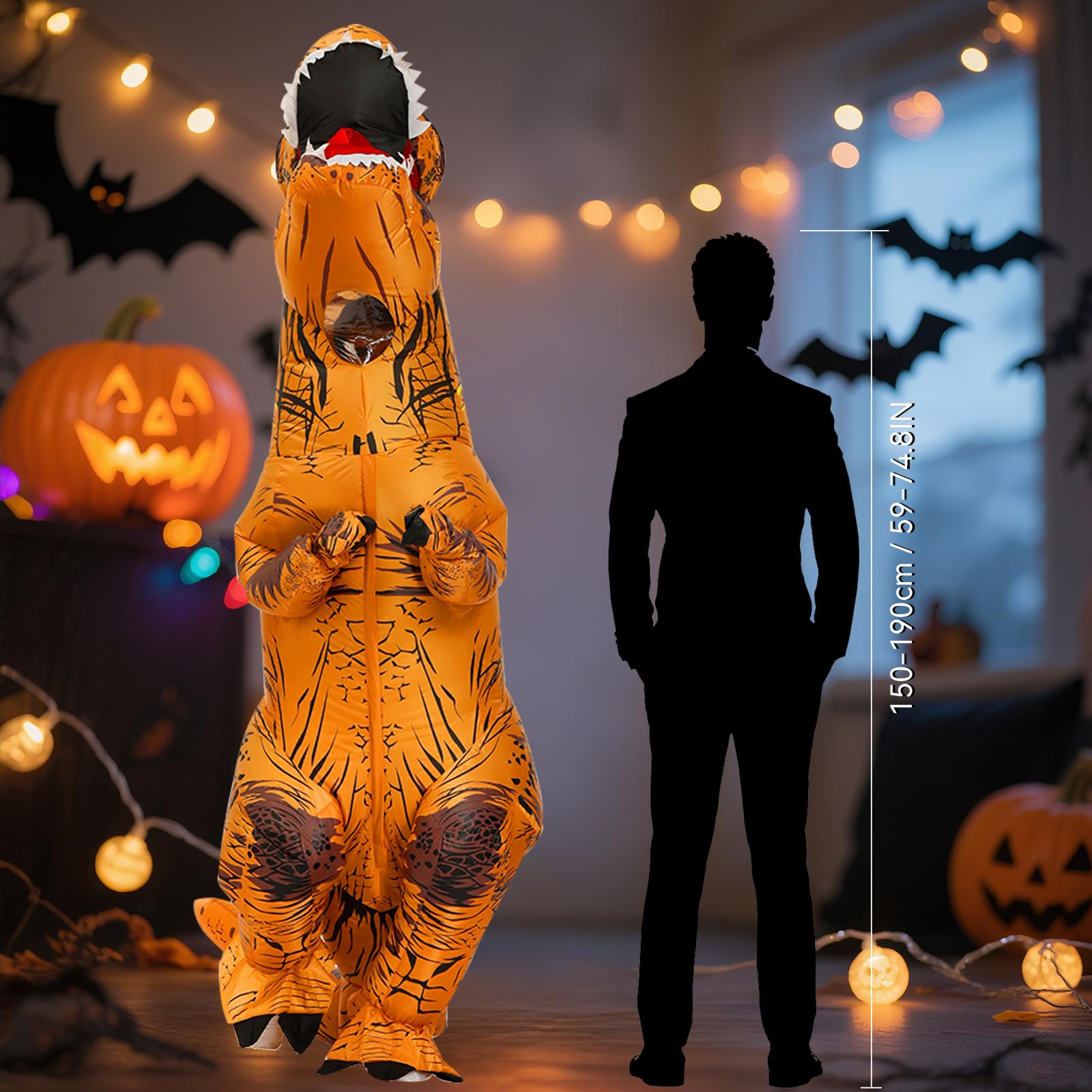 JASHKE Costume da Dinosauro Gonfiabile per Adulto Costume Gonfiabile T-Rex Costumi di Carnevale di Halloween per Adulti