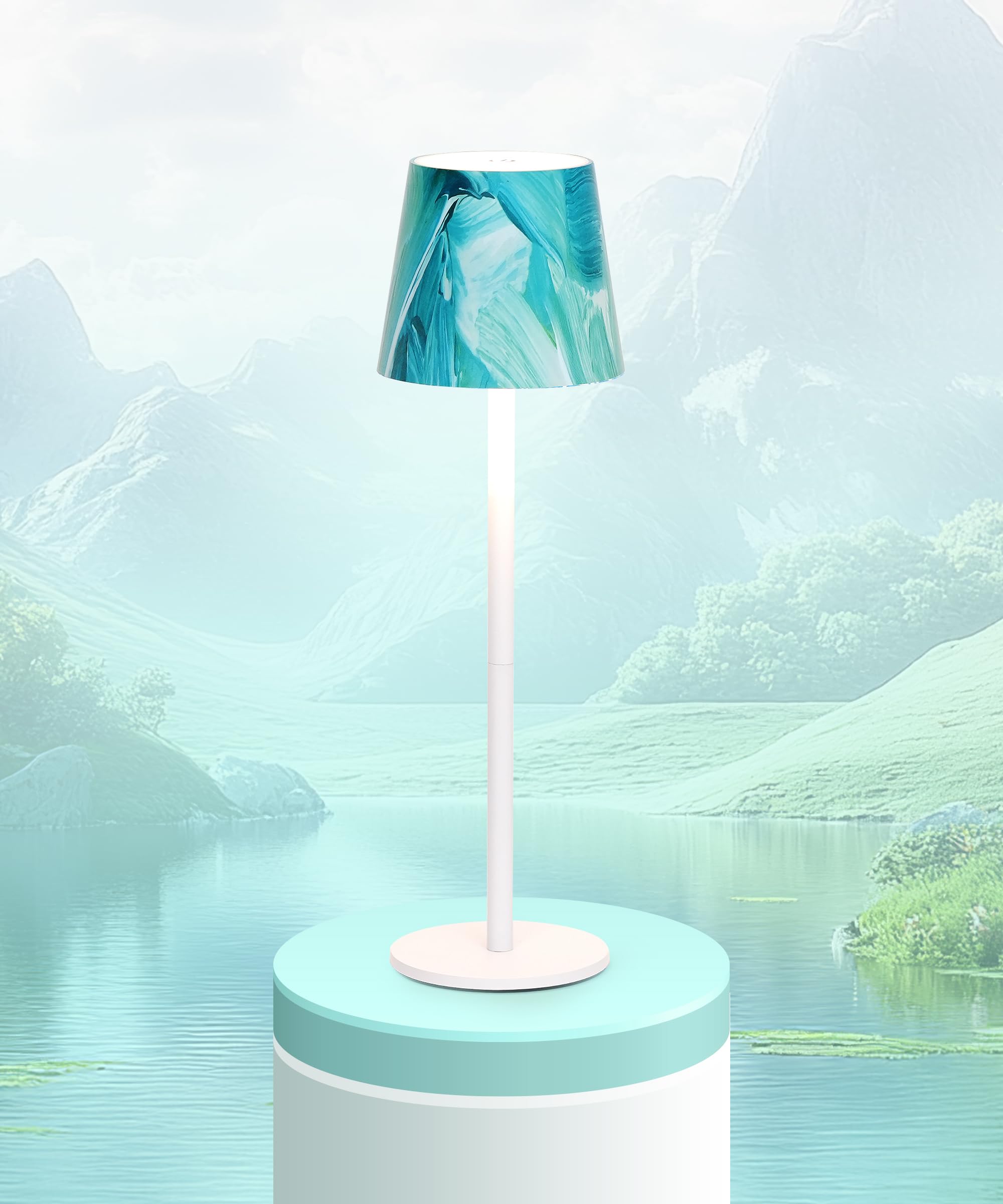 Faithorse Green White Rechargeable Table Lamp, Cordless Table Lamp 5200Mah Battery Operated With 3-Color Modes Dimmable Touch Control Rechargeable Night Light (Green White) Large