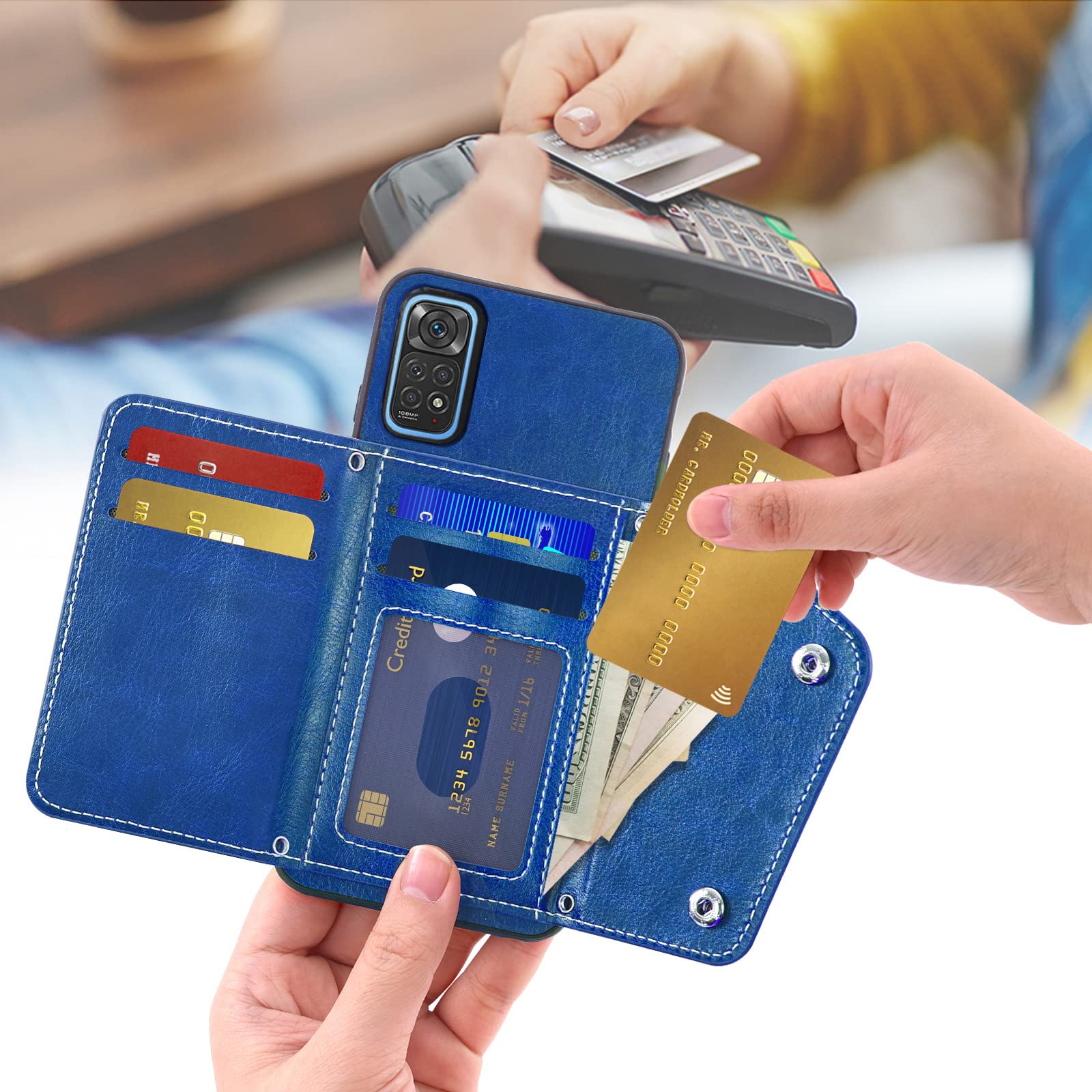 Asuwish Custodia A Portafoglio Con Fiori Per Xiaomi Redmi Note 11S/11S 4G + Vetro E Catena - 5