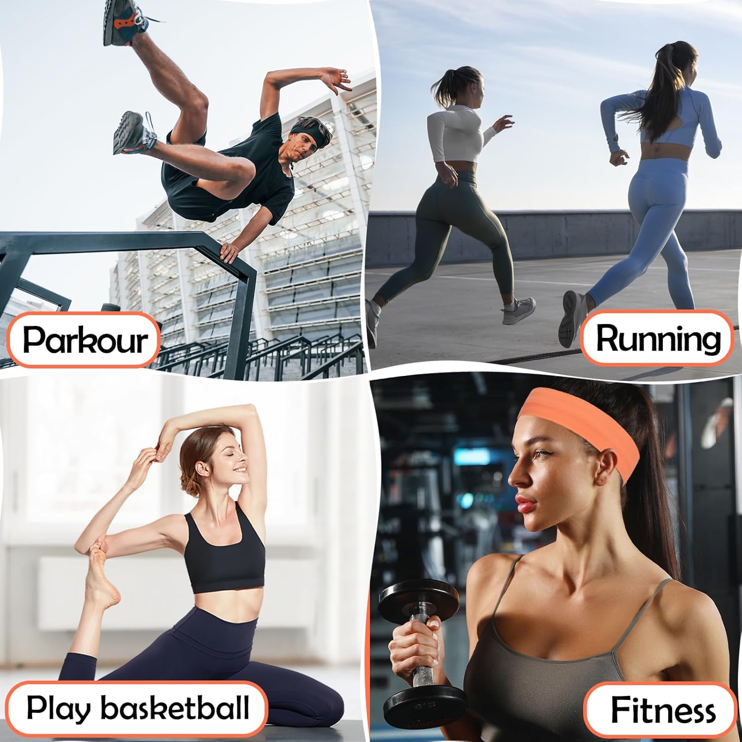 oneye Non Slip Headband for Women Solid Workout Headbands Breathable Sport Headband Silicone Sweatbands Elastic Sport Hair Bands for Yoga Running Sports Travel Indoor Fitness Gym with 5 PCS - Image 6