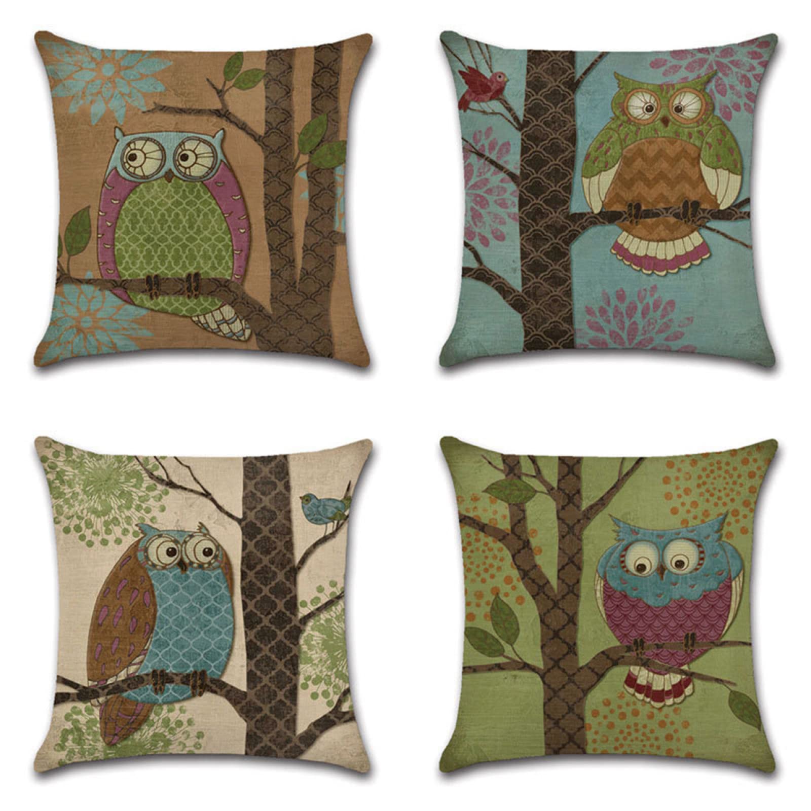 Taie d'oreiller lin 55x55cm supérieure, lot de 4 housses de coussin carré double face