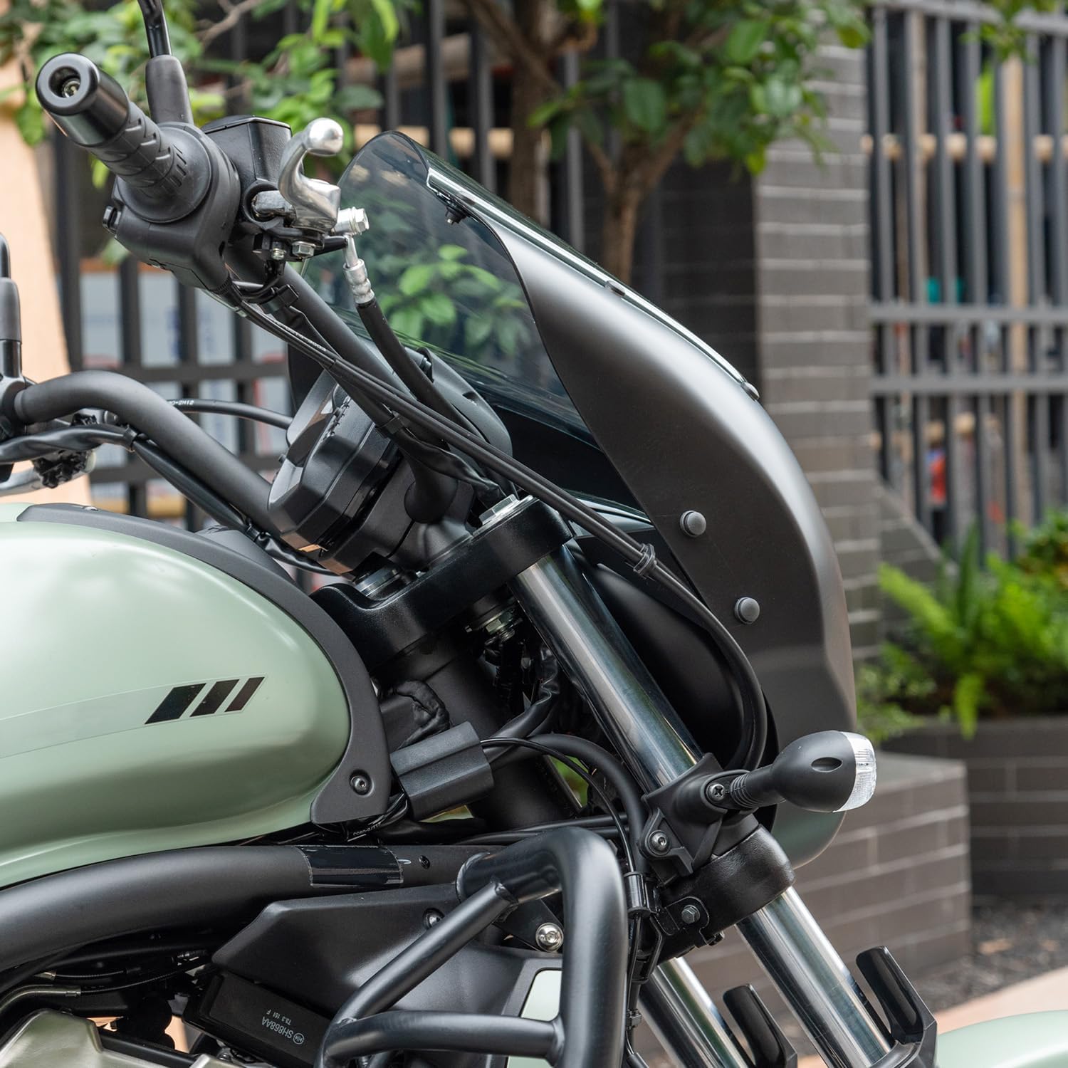 Motorcycle Front Headlight Fairing Cowl with Windshield for Vulcan S 650 VN650 2015-2026 Headlamp Cover Mask Visor Windscreen, Matte Black with Light Smoke