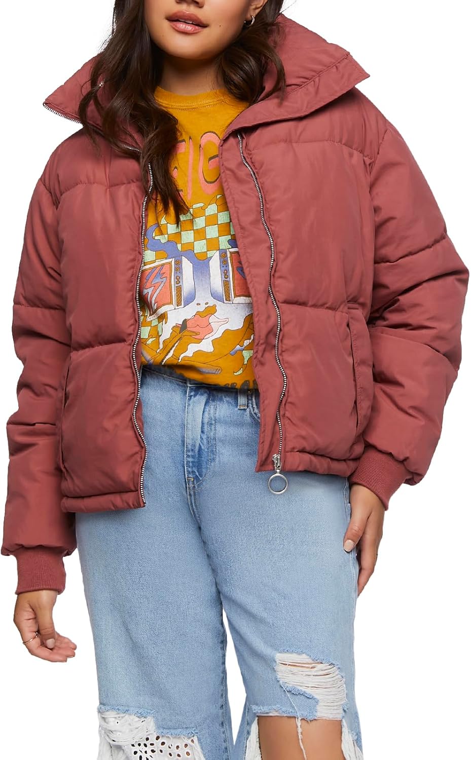Forever 21 womens Quilted Puffer Jacket