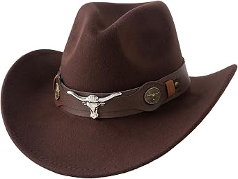 Jastore Kids Western Hats Boys Girls Cowboy Felt Hat Jazz Fedora Cowgirl Hats with Belt Buckle