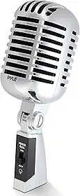 Pyle Microfone vocal dinâmico retrô clássico - Microfone cardioide unidirecional estilo vintage antigo com cabo XLR - compatível com suporte universal - Performance ao vivo, gravação em estúdio