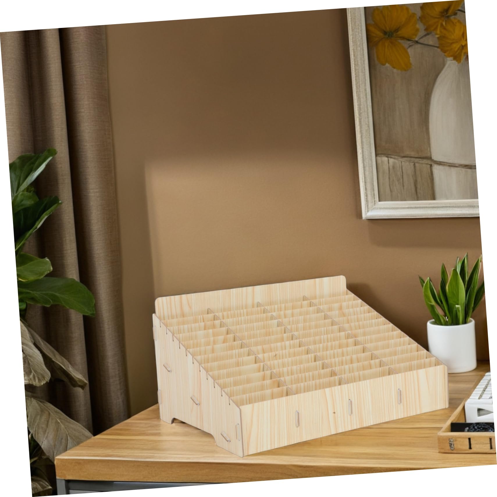 Healifty Organizador de Teléfono de Madera con Compartimentos Soporte de Escritorio Multicelda para Almacenamiento Seguro de Móviles Oficina Aula y Sala de Reuniones Diseño Compacto y