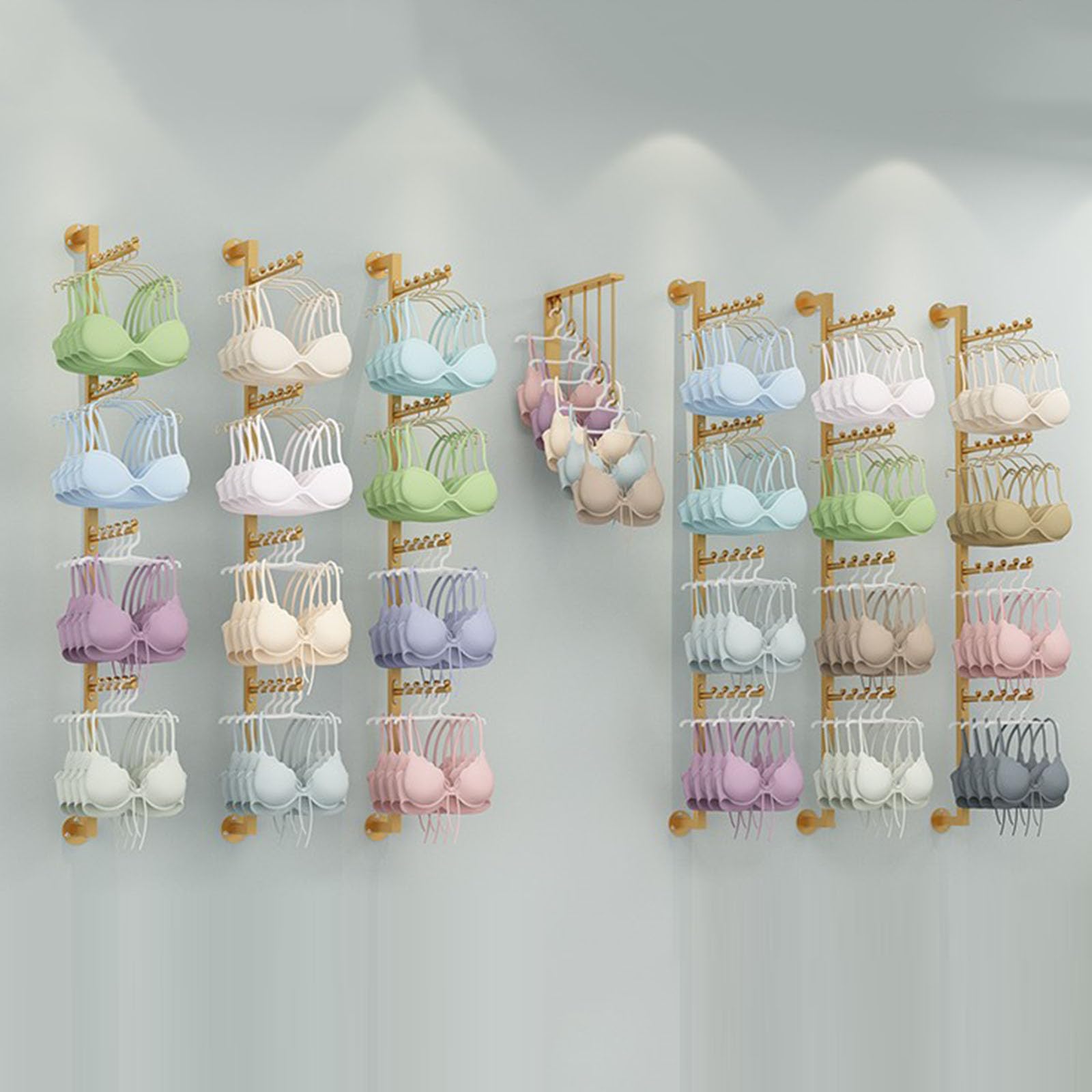Portare espositori in lingerie a parete, robusto organizzatore in metallo per reggiseni, biancheria intima, calzini e accessori, elegante rack di abbigliamento commerciale per negozi e boutique, ideal