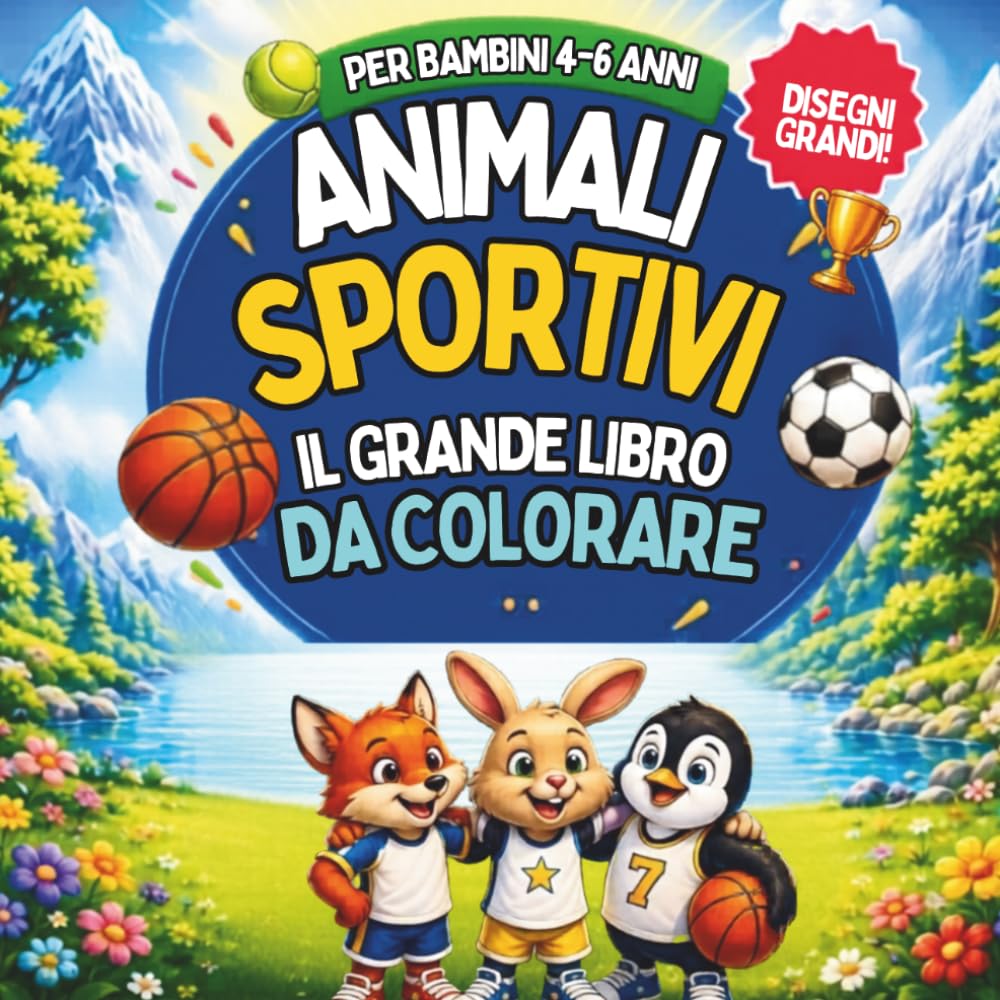 ANIMALI SPORTIVI - IL GRANDE LIBRO DA COLORARE: 64 disegni divertenti e originali