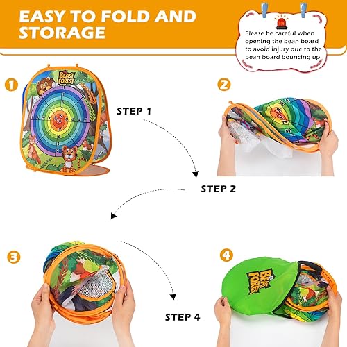 Miniatura 6 de Juegos de lanzamiento de bolsas de frijoles para niños, juego de pelota de lanzamiento y captura para niños, juguetes de béisbol al aire libre para