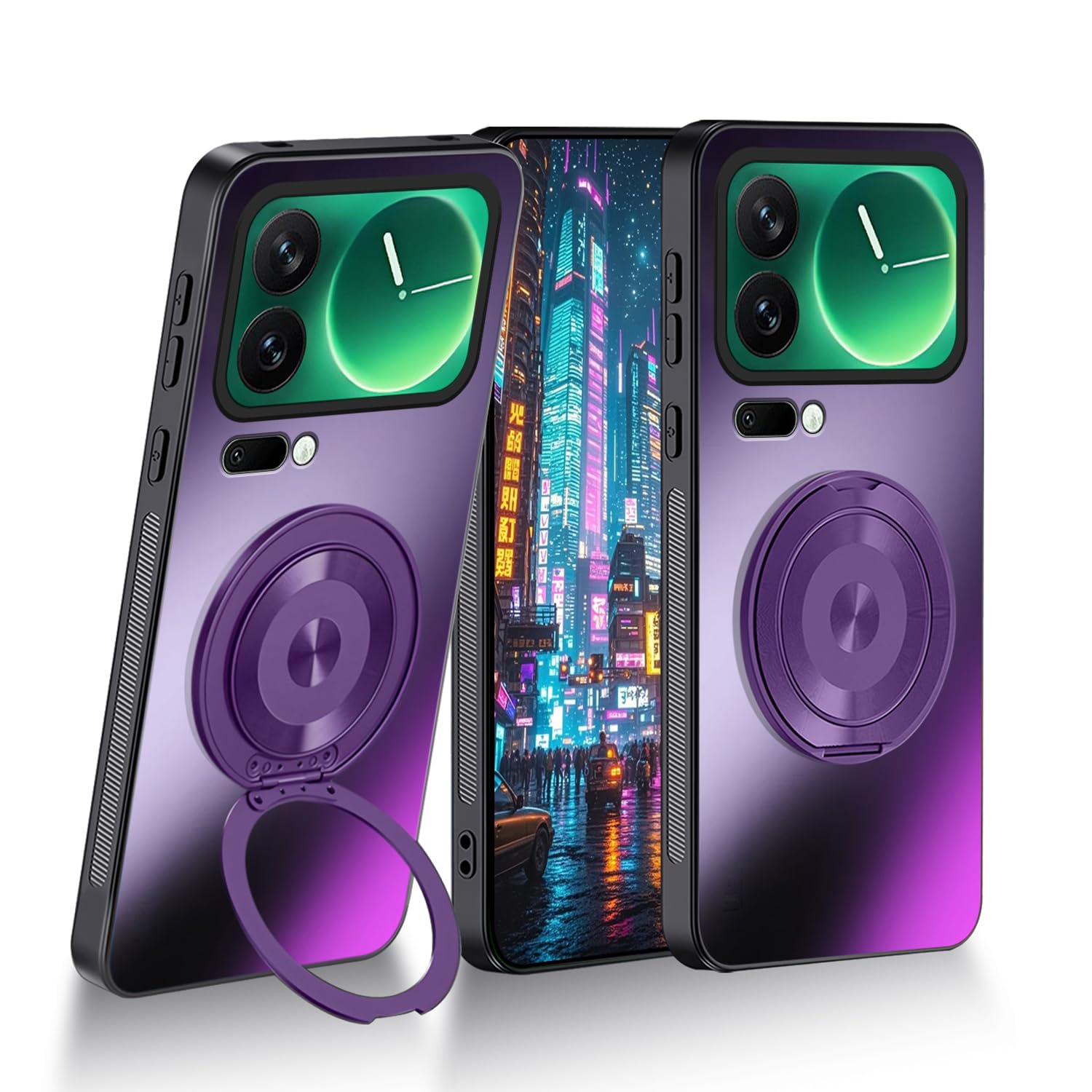 Coque Xiaomi 17 Pro Max rigide violette avec support magnetique - 8